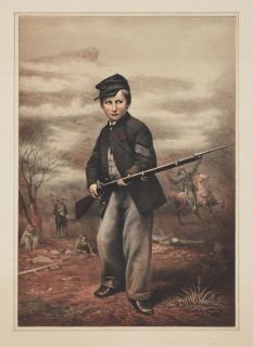 Art, 1879, Drummer Boy holds Rifled musket, John Clem, Historic, NICE