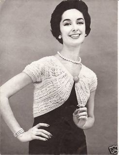 Vintage Lacy Bolero Shrug Jacket Knitting PATTERN 1950s