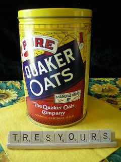 Collectible QUAKER OATS TIN~ 1984 Pure Quaker Oats ~ Decor~Vintage