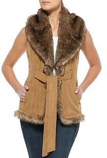 NWT Womens Ariat 10009991 Tan/Brown Nubuck Faux Fur Wrap Vest