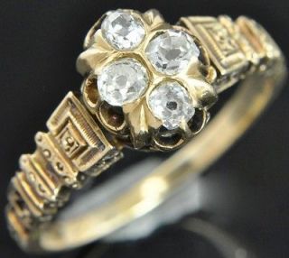 14K Gold Old Mine Euro Cut Diamond Victorian Cluster Engagement Ring 7