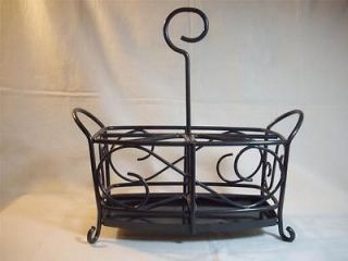 Wrought Iron Picnic Table Caddy Condiments / Plates Napkins Wares