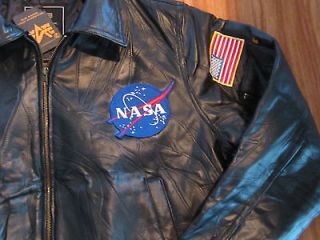 Alpha Industries NASA Bombardier Leather Flight Jacket with Patches