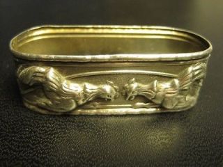 Portugal Sterling SILVER Napkin Ring withe roosters, chickens