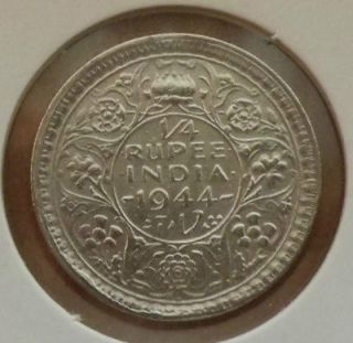 Newly listed INDIA BRITISH. 1/4 Rupee. 1944. SILVER