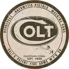 COLT Handgun Pistol Round Logo Tin Sign Metal Poster