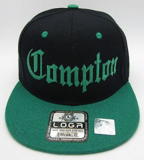 COMPTON Snapback Hat LA Cap EazyE Dre Cube NWA 2tone Black Green Hats