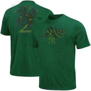 Majestic Derek Jeter New York Yankees #2 Celtic Player T Shirt   Green