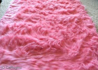 3x5 Rug Shaggy Fluffy Flokati SHAG Solid Pink 3 inch Thick Actual 39