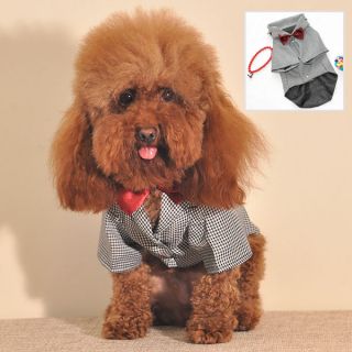 Pet Dog Doggie Apparel Shirt Tuxedo Costume Bowknot Wedding Cloth
