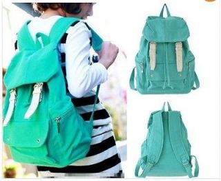 Blue Backpack Canvas Satchel Vintage Style Schoolbag Book Bag Bags