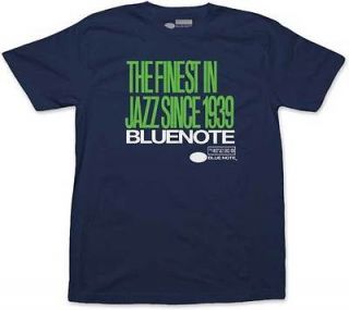 Blue Note   Finest Jazz Logo Stacked Navy Blue T Shirt
