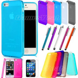  Thin Glossy Hard Case Cover Shell For iPhone 5 Stylus Screen Protect