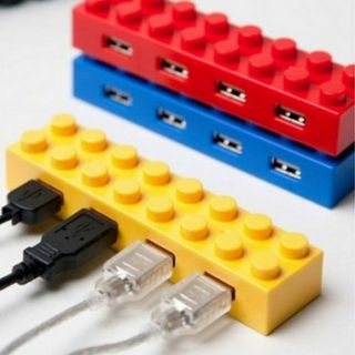 Lego Brick 4 Port High Speed USB 2.0 Hub Black/Red/Blue Cool PC Gadget