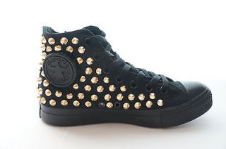 Studded Converse All star Chuck Taylor high top all black with gold