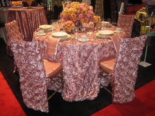 120 Rosette Satin Tablecloth 22 Colors Ribbon Rose Wedding Cake Table