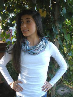 Homemade Scarf in a Collage of Colors ~ blues / whites / grey & black