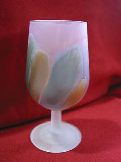 MULTI COLORED   PINK, PURPLE, GREEN, GOLD DRINKING GLASS GOBLET   DC