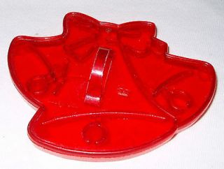Vintage HRM Red Plastic Cookie Cutter Christmas Bells 3 5/8 x 2 7/8