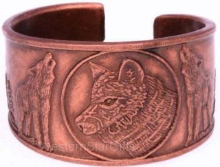 Wolf Head Solid Copper Ring Handmade Jewelry Howling Wolves Adjustable
