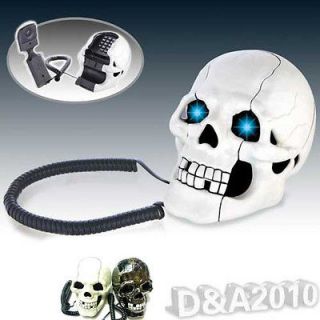 Funny LED Flash Eyes Skull Skeleton Landline Tabletop Corded Telephone
