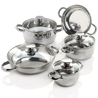 NEW COMMAND PERFORMANCE 9 PIECE STAINLESS STEEL COOKWARE SET