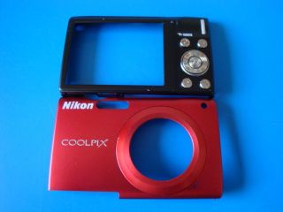 NIKON COOLPIX S205 RED FRONT & BACK CASES FOR REPLACEMENT REPAIR PART