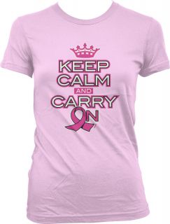 Keep Calm And Carry On Breast Cancer Awareness Pink Ribbon Girls
