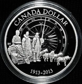 2013 Canada Proof Silver Dollar   100th Anniversary of the Arctic