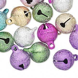 25 Pastel Colored 12mm Stardust Jingle Bell Charms~Mix