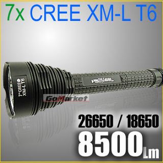 8500 Lumens 7x CREE XM L XML T6 LED Flashlight Torch KEYGOS 7T6 26650