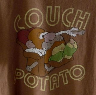 Brown T Shirt Hasbro Couch Potato TV Flicker Remote Control Large L