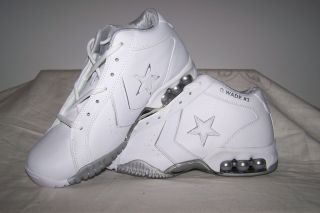 Mens NEW Converse Icon Pro White Leather Basketball Shoes with Silver