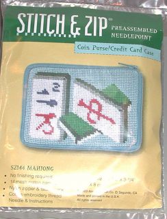 AP Stitch & Zip Coin Case Needlepoint Canvas SZ 144 Mahjong Theme