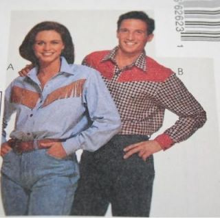 Womens Country Western Shirt Pattern Rodeo Line Dancing sz M 34 36