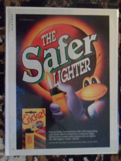 1994 Print Ad Cricket Disposable Lighter Safer Insect