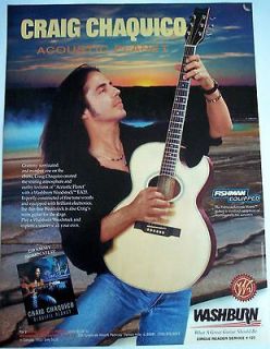 1996 original music AD msuician Craig Chaquico Washburn Woodstock EA20