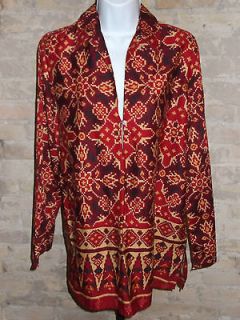 Ralph Lauren Aztec Print Tunic Top or Swimsuit Coverup XL Reds Camel