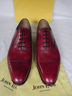 JOHN LOBB CITY II Red Calf Leather Oxford Cap Toe Lace Up Shoes UK