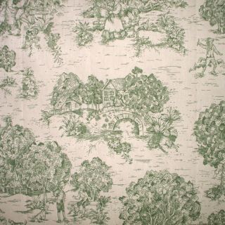 NEW 84 French Country Toile Sage Green Fabric Shower Curtain Cotton