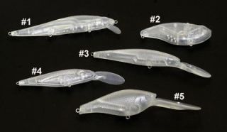 UNPAINTED Clear CrankBaits   Set of 5 Assorted Baits   Top Quality