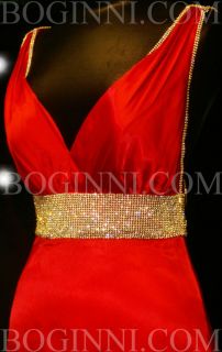 SEXY ELEGANCE RUBY RED LONG FITTED EVENING/ PROM DRESS CRYSTAL FINISH