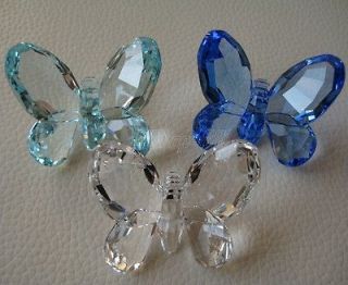Swarovski Crystal Figurine Set of 3 Small Butterflies Blue Green Clear