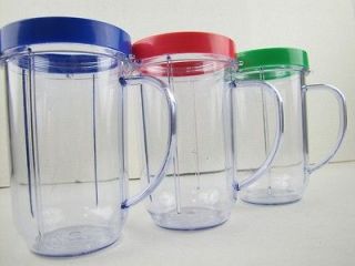 3X Set Lot of Magic Bullet Party Mugs Cups w Colored Lip Ring GENUINE