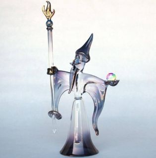 Wizard Sorcerer Figurine Hand Blown Glass Crystal Ball