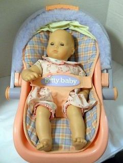 American Girl Bitty Baby Doll blonde w/ Travel Carrier car seat