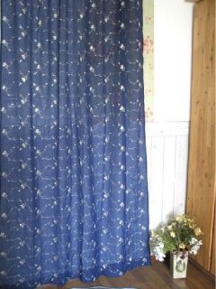 Country Flowers Embroidered Crepe Sheer Curtain LONG