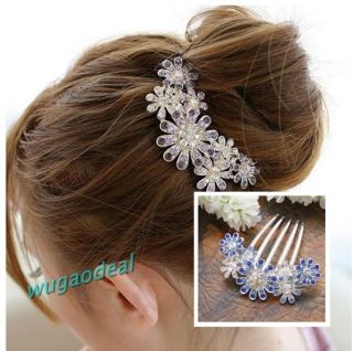 Pc Fashion Multiple Flower Pattern Rhinestone Tuck Comb Bridal Hair