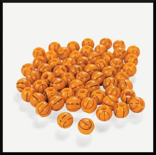 30 Basketball Beads 10mm 3/8 Boys Crafts Jewelry Team Orange/Black