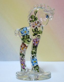 MOSSER GLASS CRYSTAL CLEAR PONY   HORSE W/ HAND PAINTED MIXED